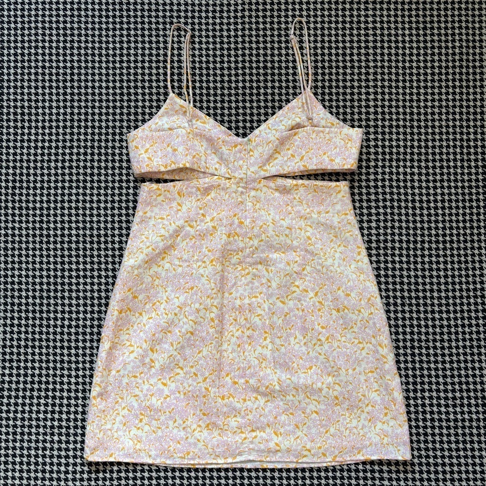 Zara | Linen Floral Cutout Mini Dress - Picture 10 of 16